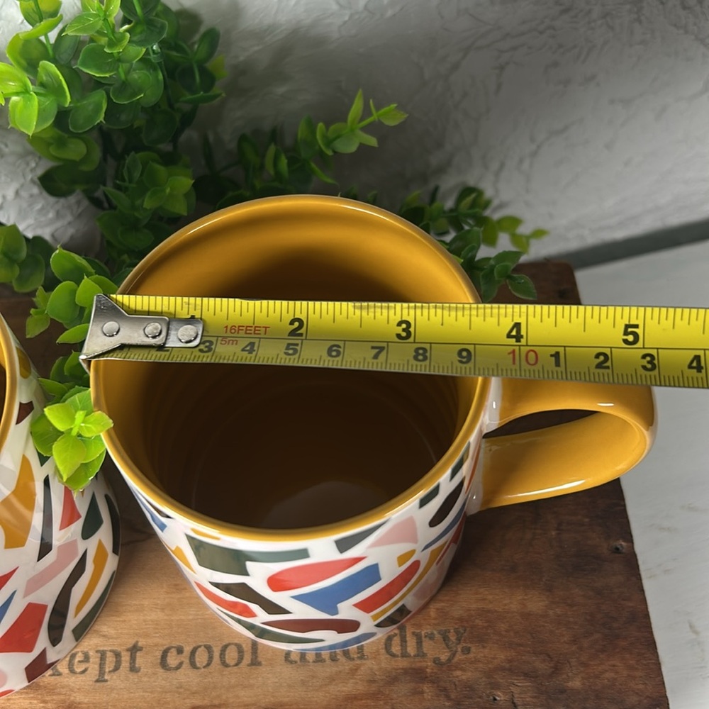 Room Essentials Multicolor Mugs with Gold Handles Mosaic Design 16 oz Mugs NWT - Picture 11 of 12